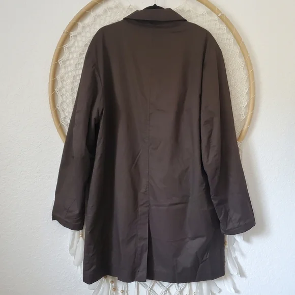 Zara Short Cotton Trench Car Coat Jacket Chocolate Brown Men's Size XL - Picture 4 of 14